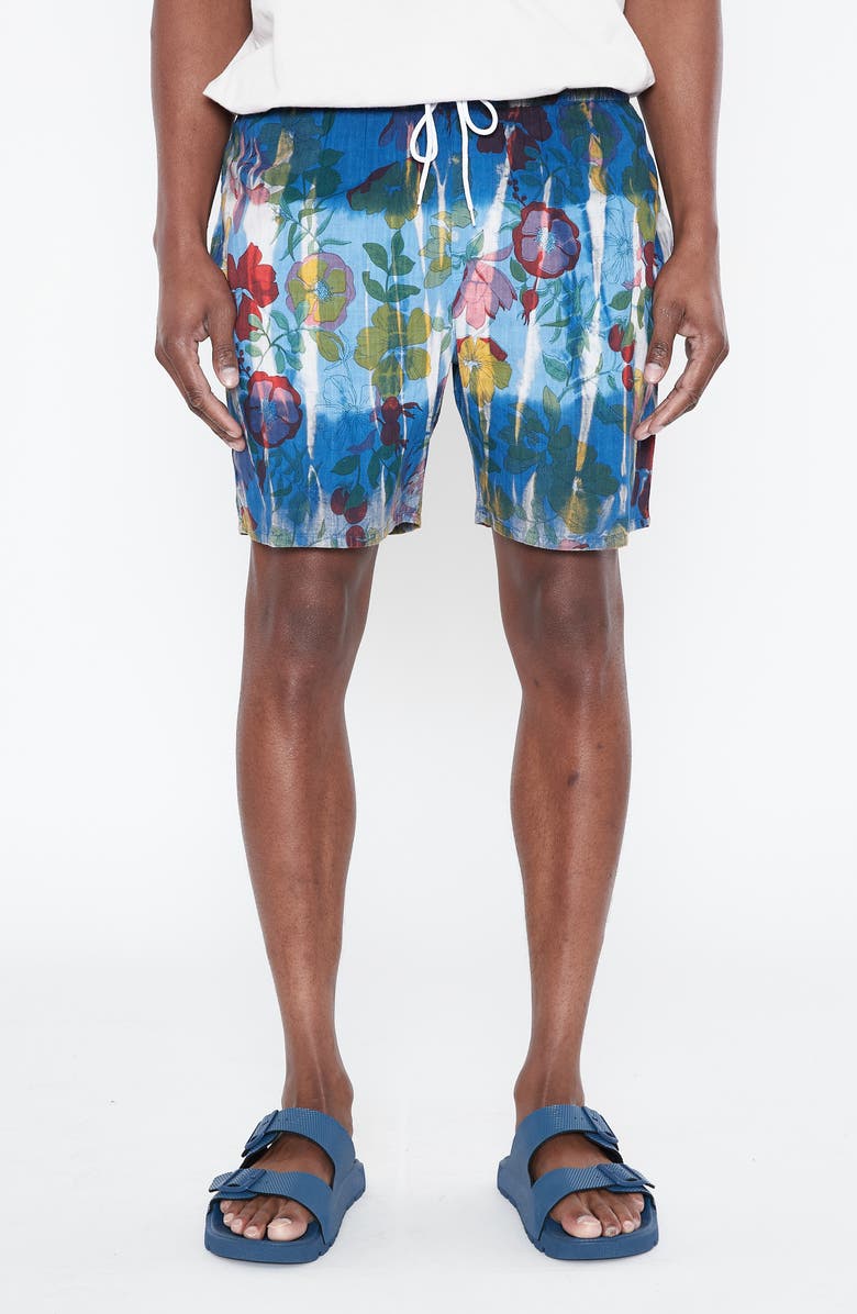 Raga Floral Tie Dye Cotton Shorts, Main, color, 