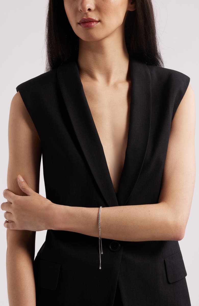 Nordstrom Cubic Zirconia Tennis Slider Bracelet, Alternate, color, Clear/ Silver