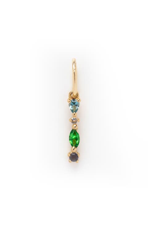 Solid 9K Gold & Semiprecious Stone Initial Charm