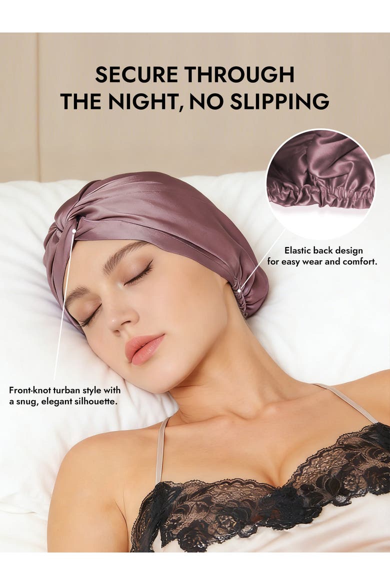 Silk Bonnet & Scrunchie Set for Sleep & Styling, Alternate, color, PaleMauve White