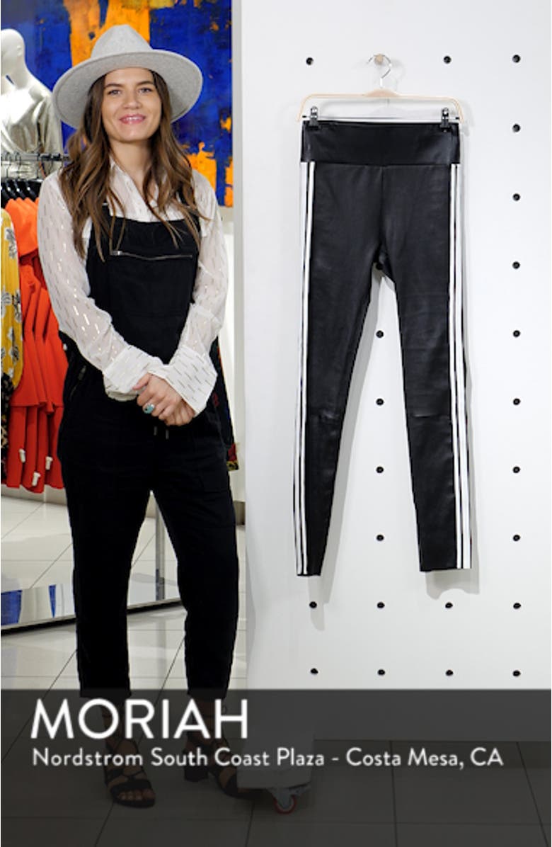 Two-Stripe Athletic Leather Ankle Leggings, sales video thumbnail