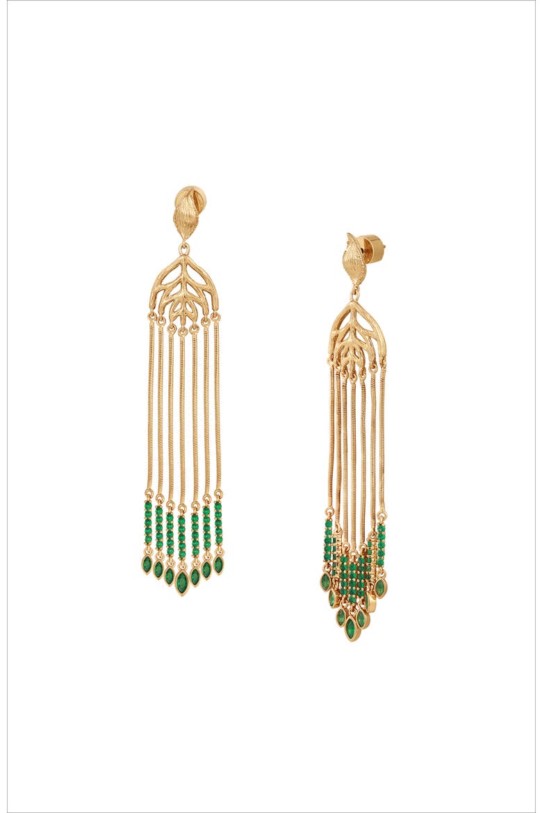 Verdant Whisper Tassels Earrings, Main, color, Gold & Green