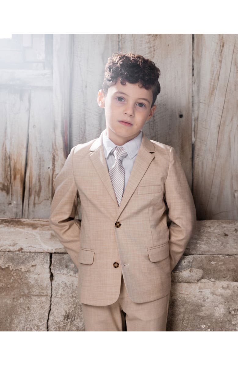 Deux par Deux Little Boy's Two Button Blazer Light Taupe, Alternate, color, Light Taupe