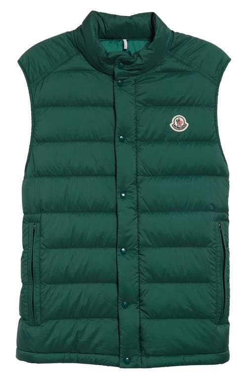 Moncler Piumino Smanicato Barthe In Nylon Verde Scuro Uomo In Bistro Green
