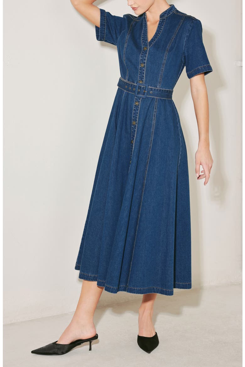 Denim Midi Dress, Alternate, color, INDIGO