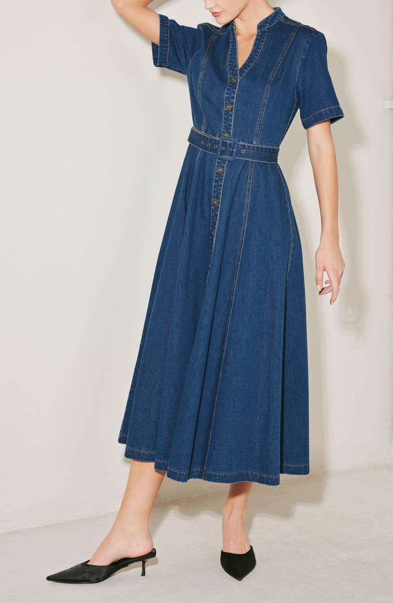 FREEMARKET Denim Midi Dress, Alternate, color, Indigo