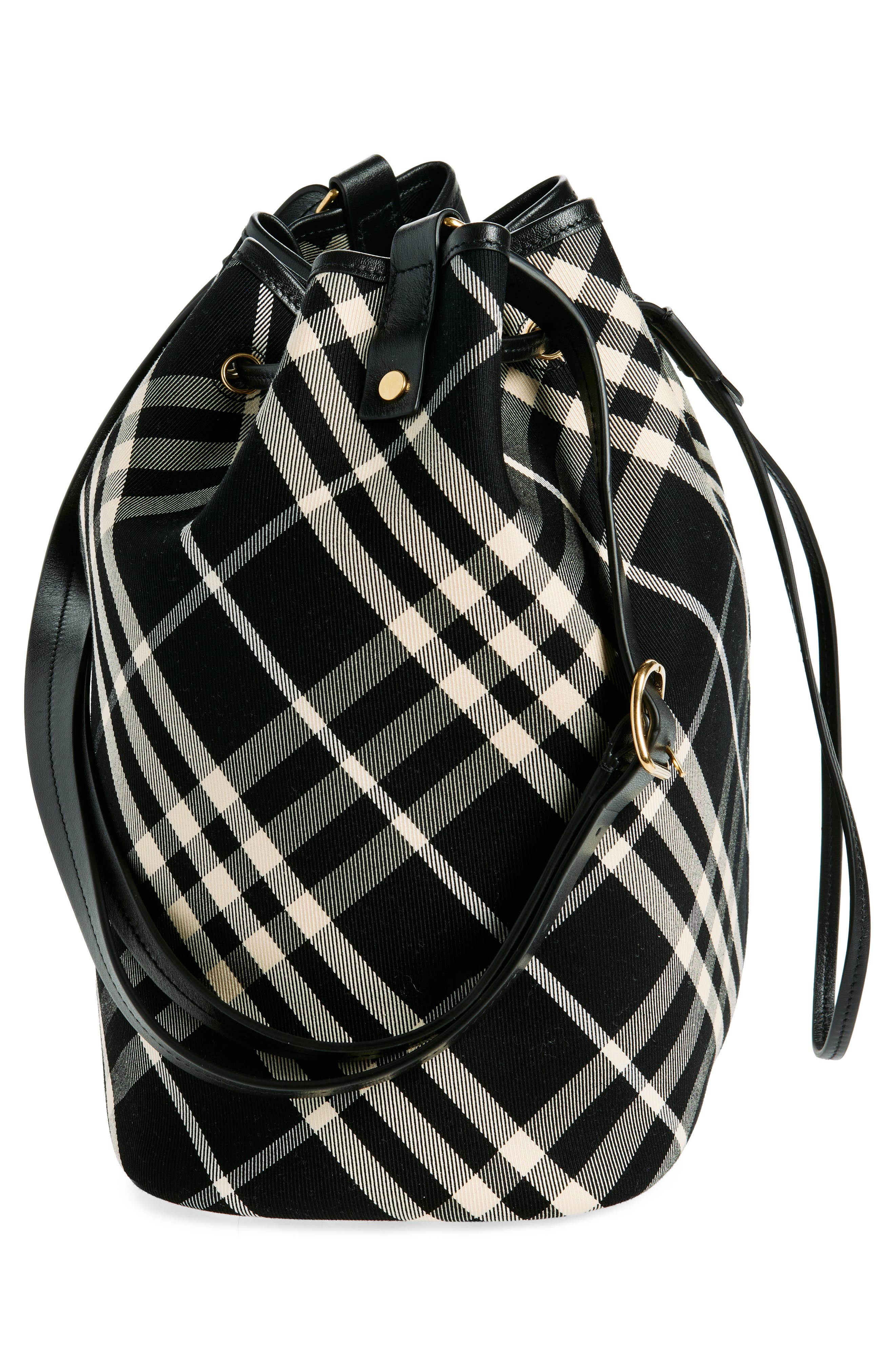 Burberry Medium Twill Drawstring Bucket Handbag, Alternate, color, 