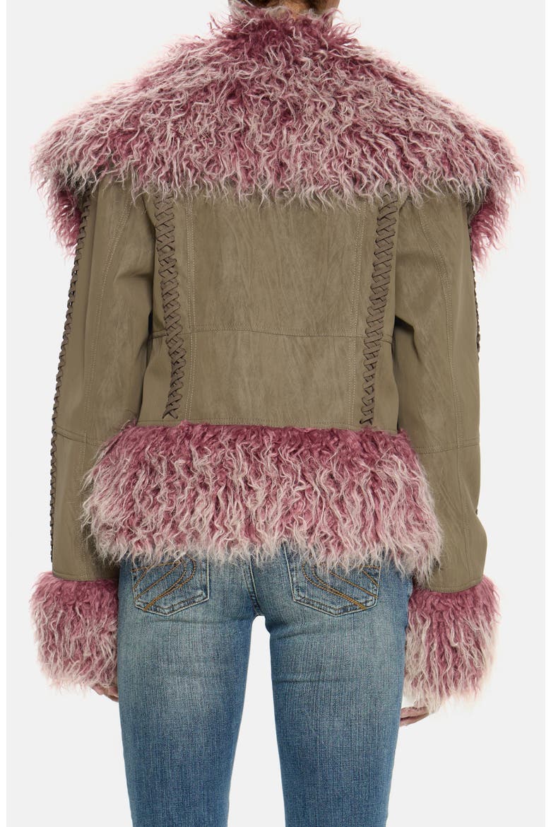 Leonie Faux Fur Trim Coat, Alternate, color, MULTI