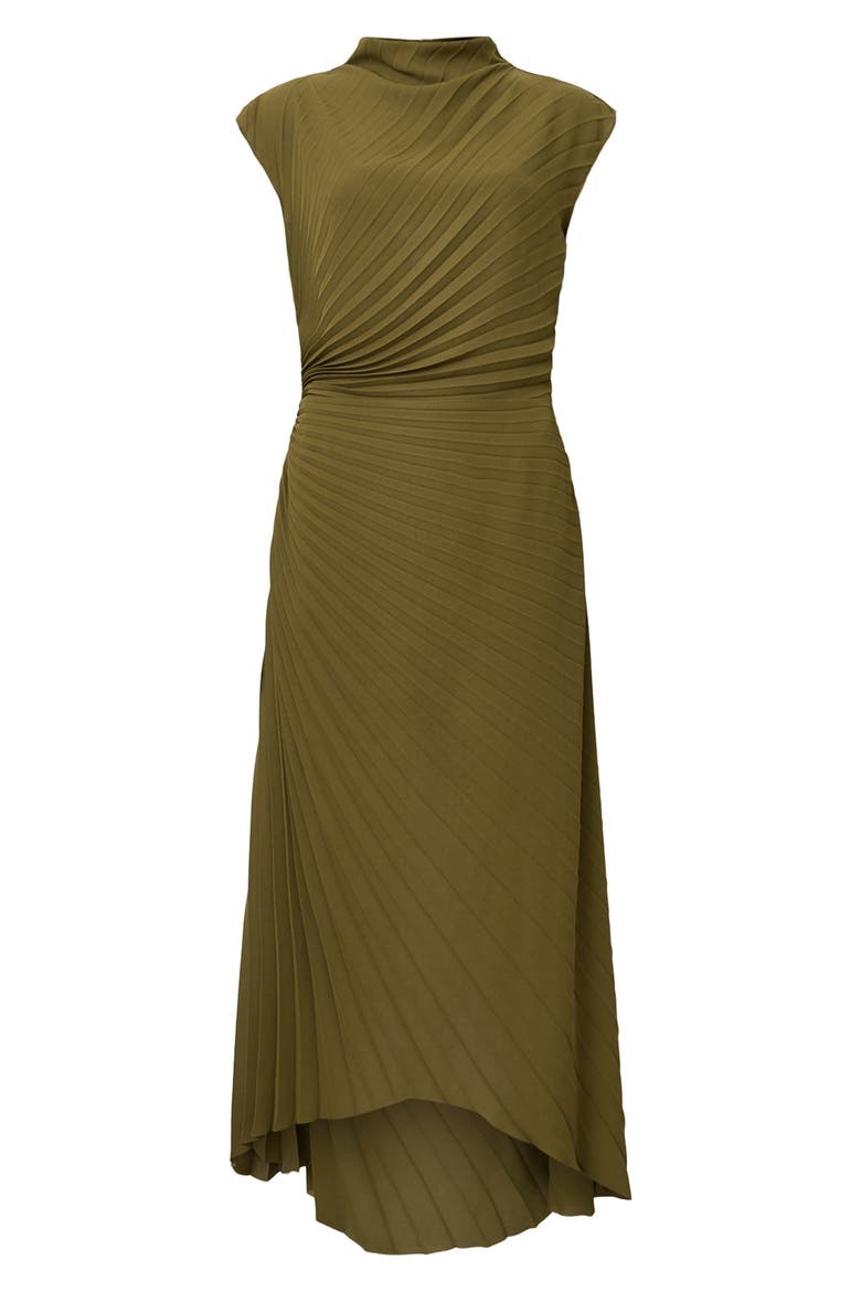 Rayanna Pleated Cap Sleeve Dress, Alternate, color, FANGO GREEN