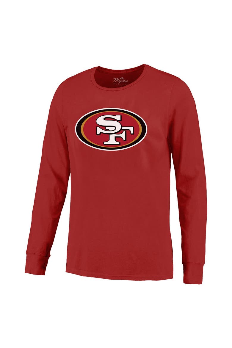 Men's Majestic Threads Brock Purdy Scarlet San Francisco 49ers Name & Number Long Sleeve T-Shirt, Alternate, color, Scarlet