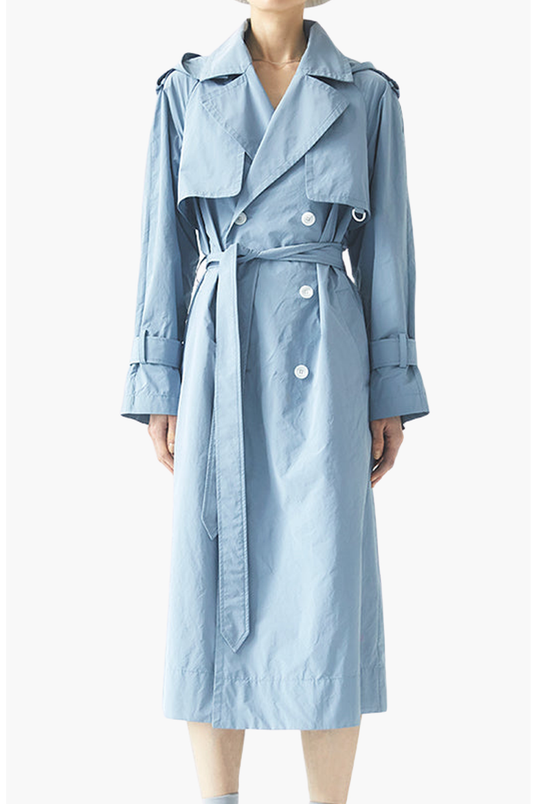 Water Resistant Hooded Trench Coat, Main, color, Light Blue