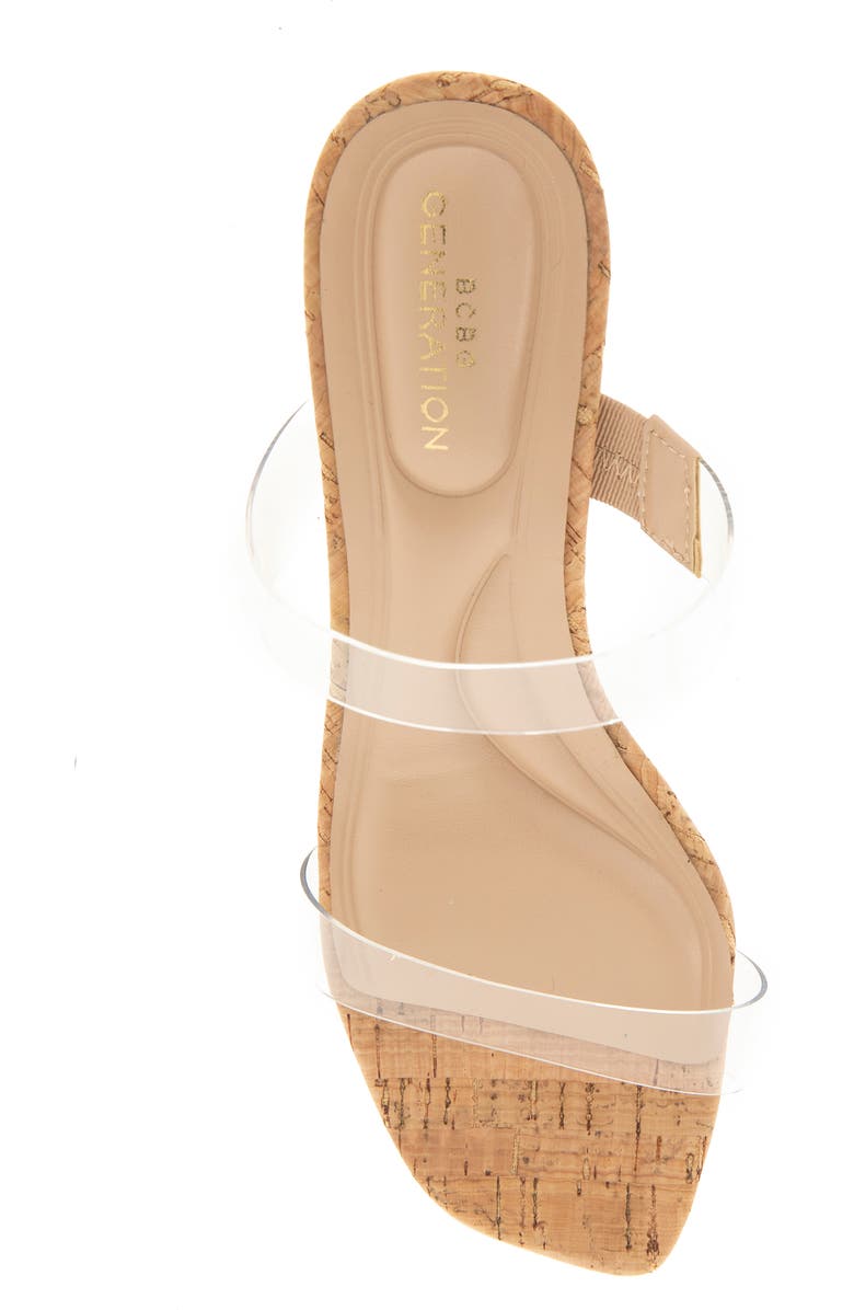 BCBGeneration Stammie Cork Wedge Sandal, Alternate, color, Clear