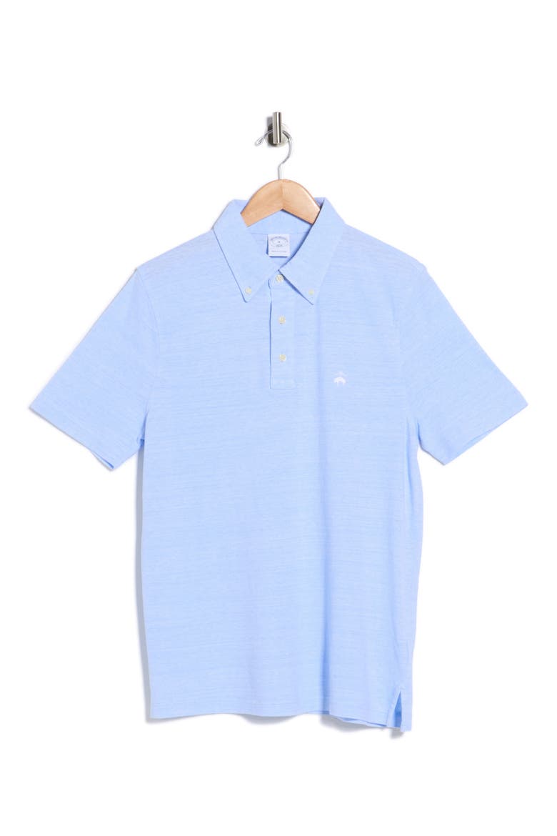 Cotton & Linen Blend Oxford Piqué Knit Polo, Alternate, color, BLUE