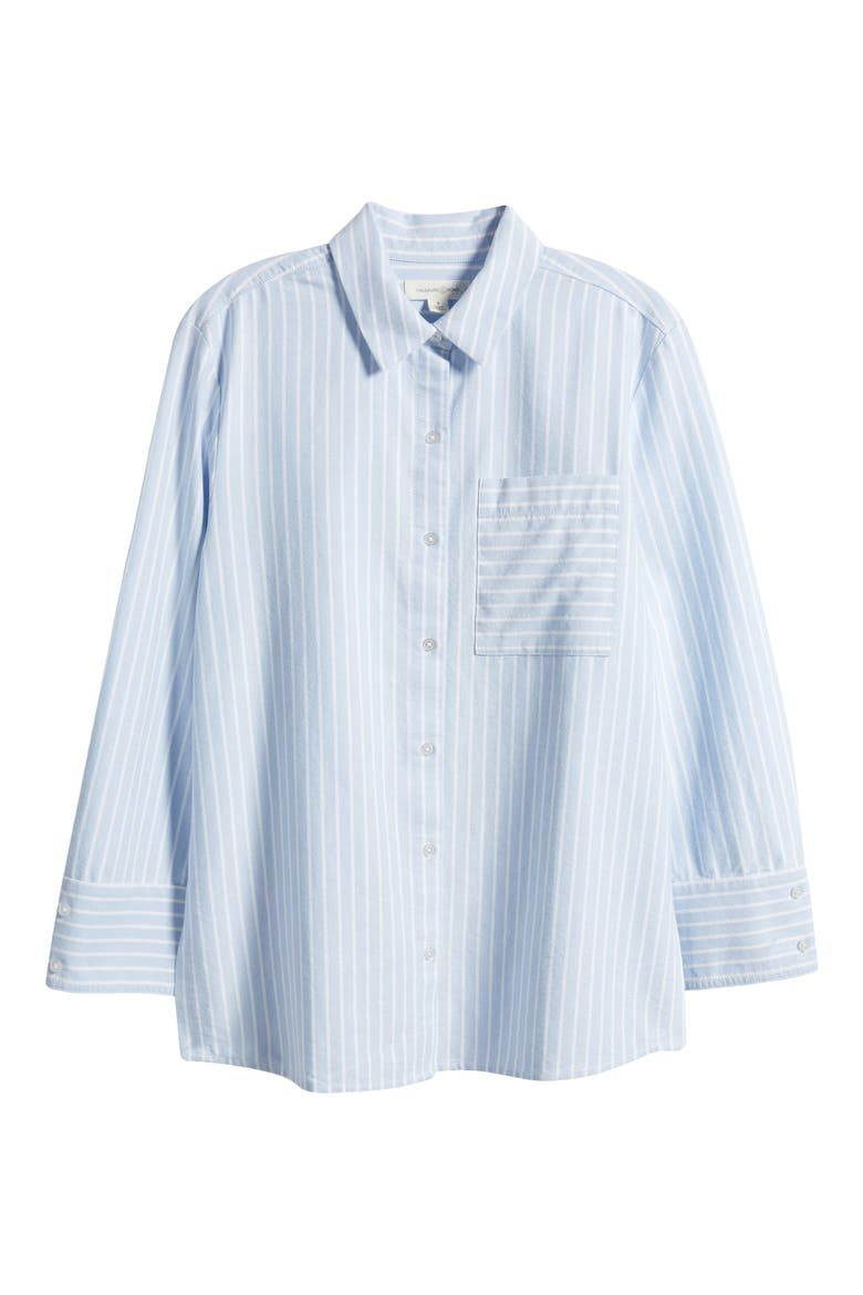 Oversize Stripe Poplin Button-Up Shirt, Alternate, color, BLUE- WHITE STRIPE