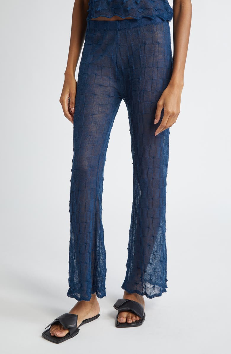 YanYan Borlor Floral Ribbon Wool Skirt Pants, Alternate, color, Navy