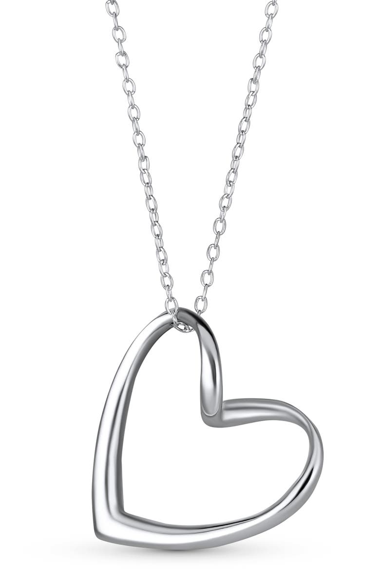 BLING JEWELRY Sterling Silver Open Heart Pendant Necklace, Alternate, color, Silver