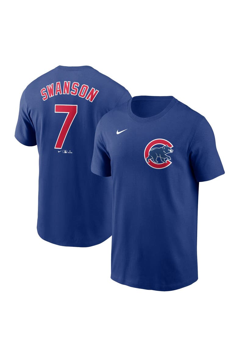 Men's Nike Dansby Swanson Royal Chicago Cubs Fuse Name & Number T-Shirt, Alternate, color, Royal