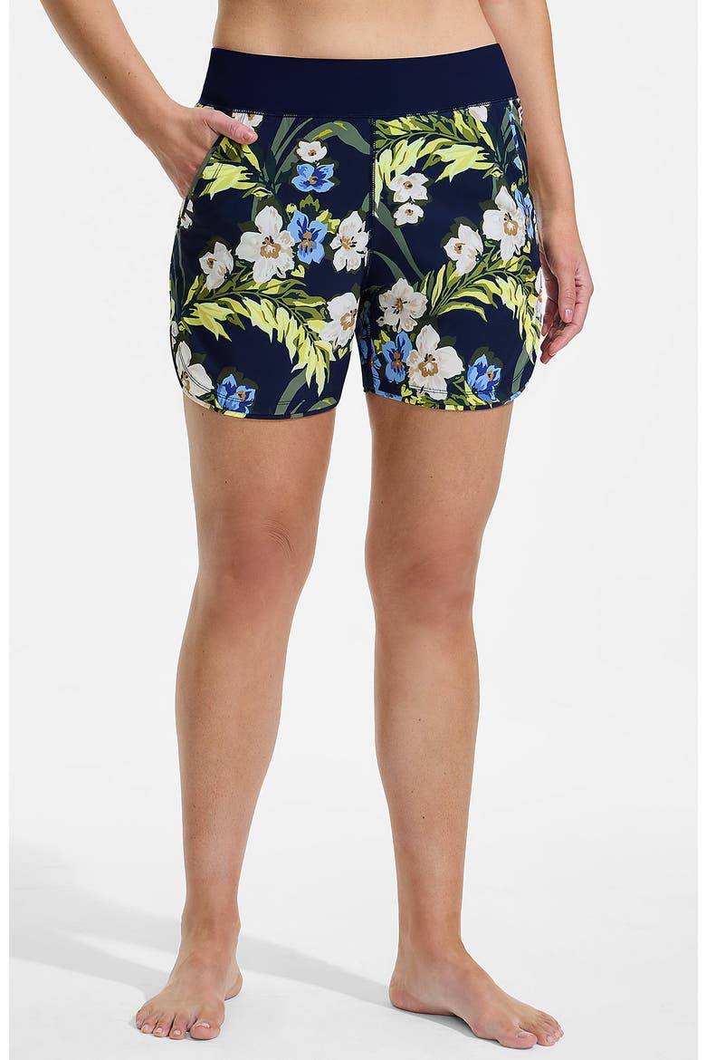 SunShade UPF 50 5" Board Shorts, Main, color, Deep Sea/Blue Floral Tropic