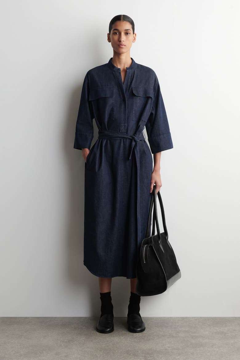 nordstrom denim shirt dress Denim Utility Midi Shirt Dress (Women)