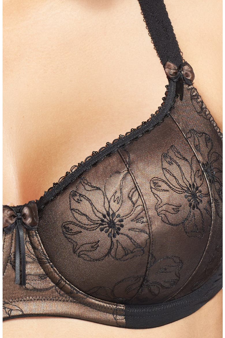 'Imogen' Underwire Half Cup Bra, Alternate, color, BLACK