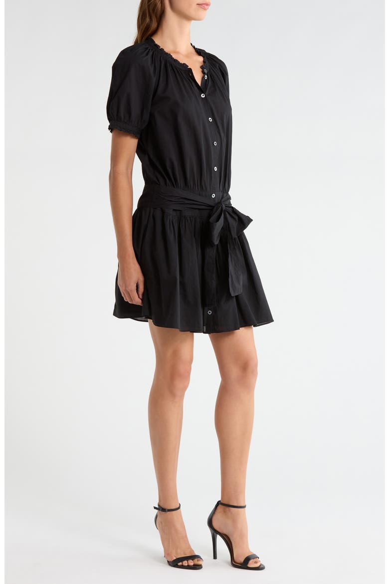 Nisha Puff Sleeve Minidress, Alternate, color, BLACK