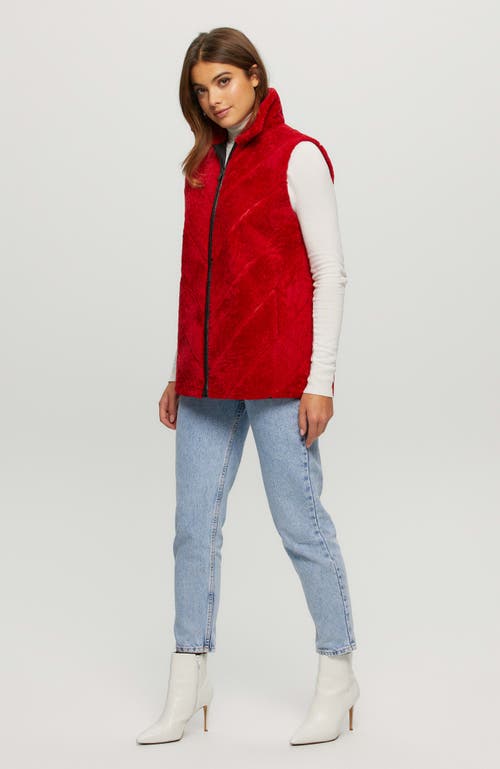 Gorski Reversible Chevron Shearling Lamb Vest In Red