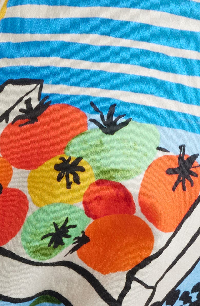 FRNCH Clemire Print Tie Waist Romper, Alternate, color, Marche Bleu