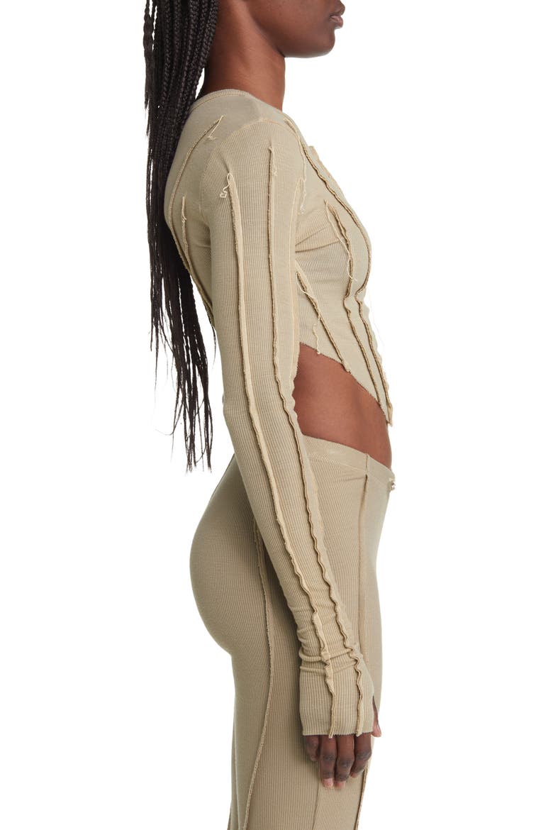 Asymmetric Long Sleeve Rib Top, Alternate, color, TAUPE