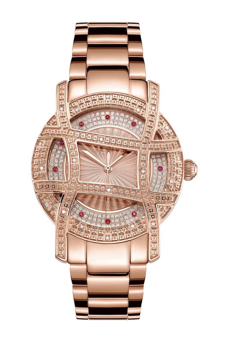 Women's Olympia 10 Year Anniversary Diamond Bracelet Strap Watch, 37mm - 0.20 ctw, Main, color, ROSE GOLD