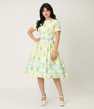 Unique Vintage Boatneck Ricrac Swing Dress