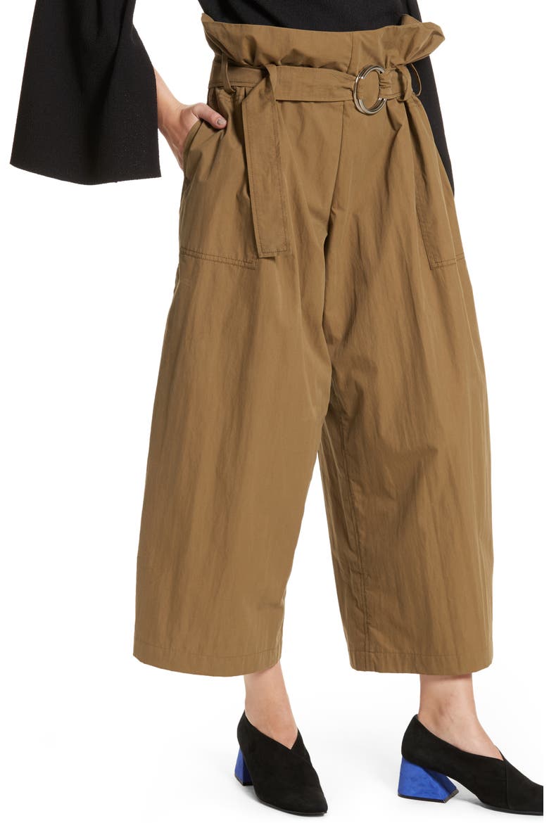 Tilly Belted Paperbag Pants, Alternate, color, KHAKI