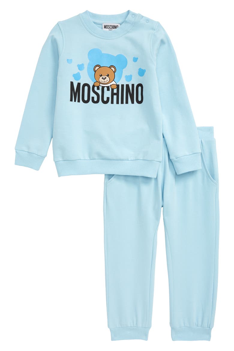 Teddy Logo Graphic Sweatshirt & Sweatpants Set, Main, color, BLUE