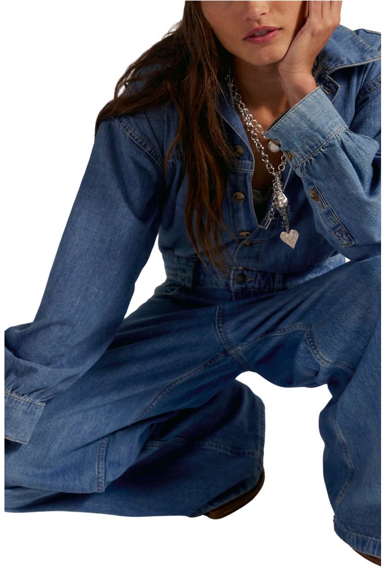 Carpe Diem Long Sleeve Denim Jumpsuit, Alternate, color, NEW DAY