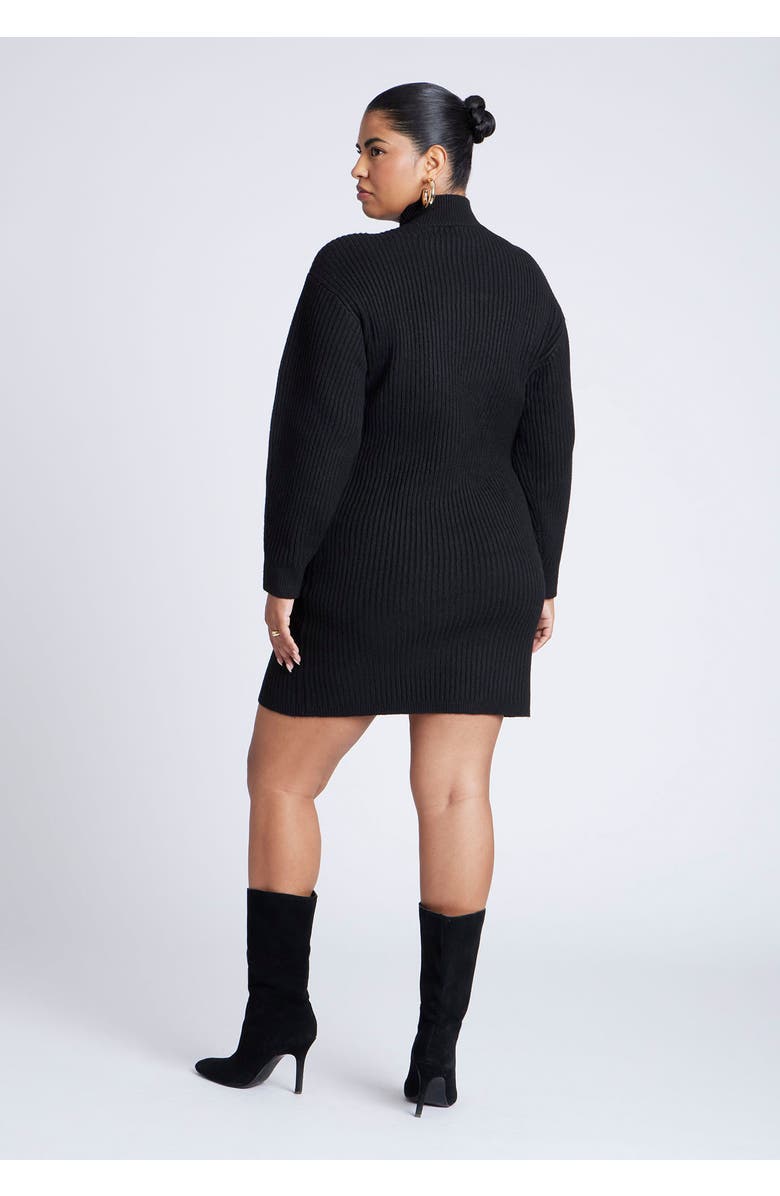 ELOQUII Turtleneck Mini Sweater Dress, Alternate, color, Black Onyx