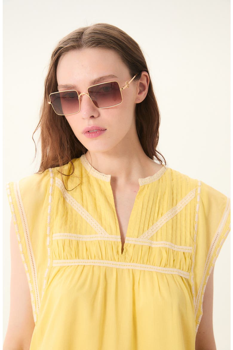 Onza Lace Trim Cotton Minidress, Alternate, color, YELLOW