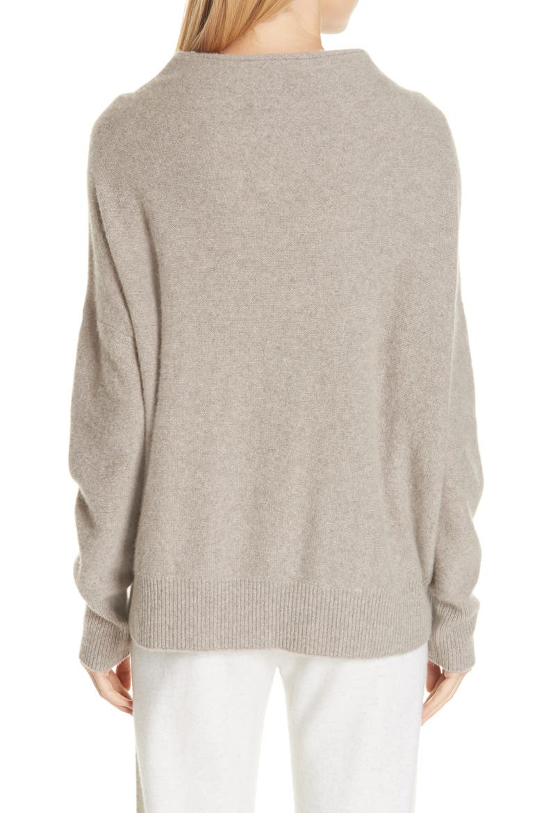 Funnel Neck Cashmere Sweater, Alternate, color, HEATHER TAUPE