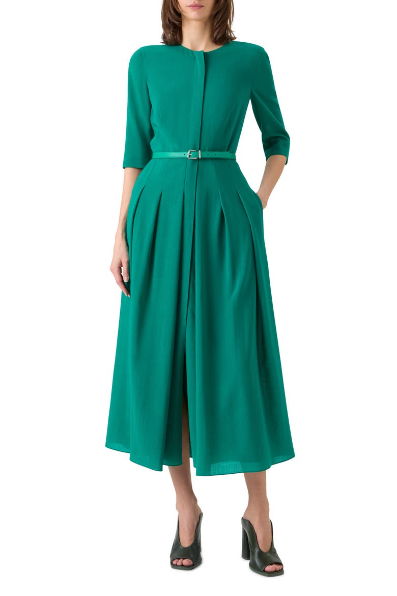 Shelley Belted Wool Dress, Main, color, TOURMALINE