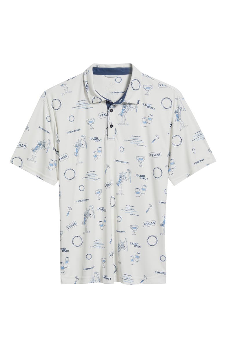 Swannies Roman Icon Print Performance Golf Polo, Alternate, color, Vintage White