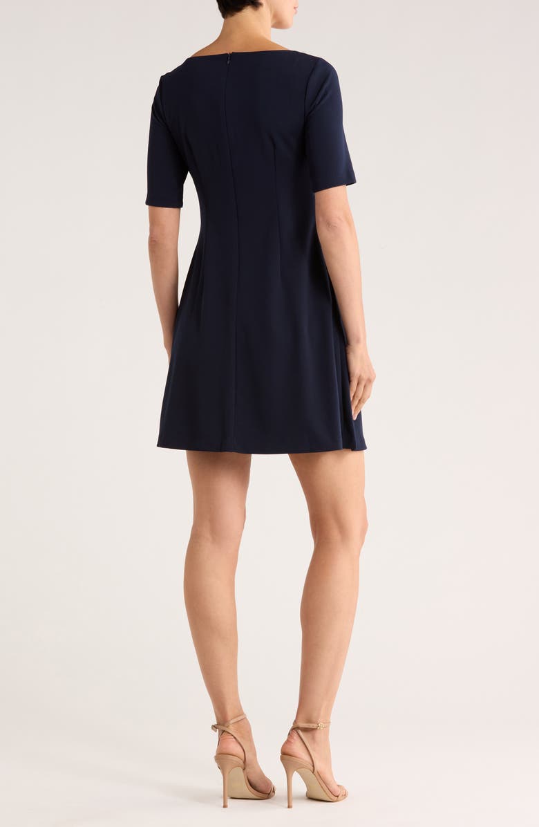 Vince Camuto Elbow Length Sleeve Scuba Crepe Fit & Flare Dress, Alternate, color, Navy