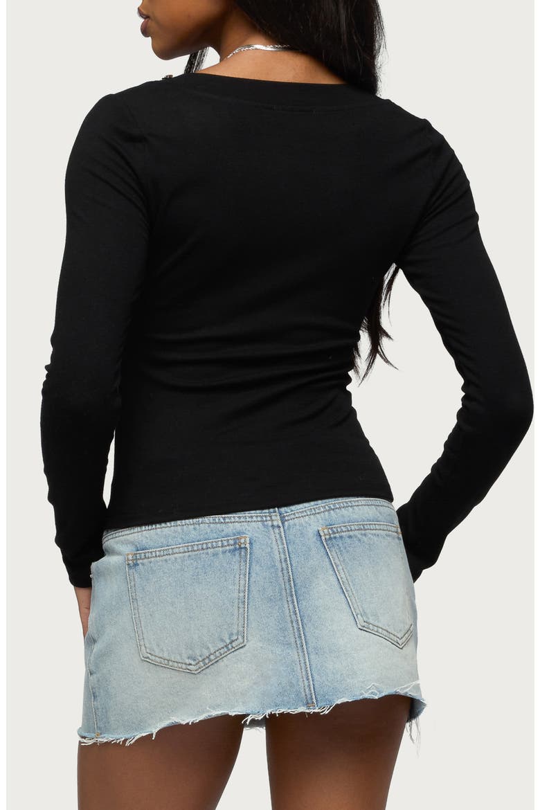 Rossie Studded Long Sleeve T-Shirt, Alternate, color, BLACK
