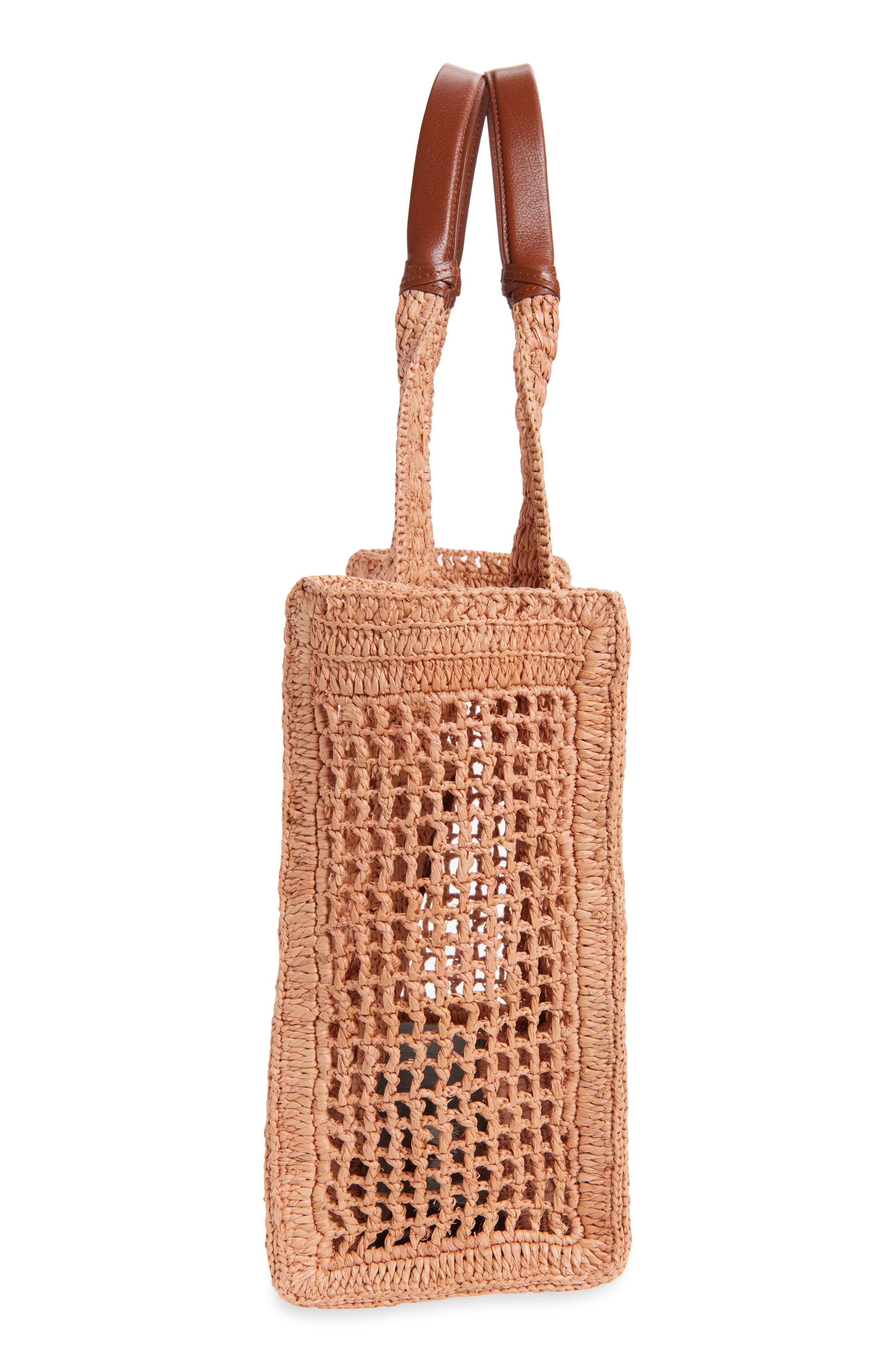 Chloé Summer Banana Crochet Raffia Tote Bag, Alternate, color, Summery Beige
