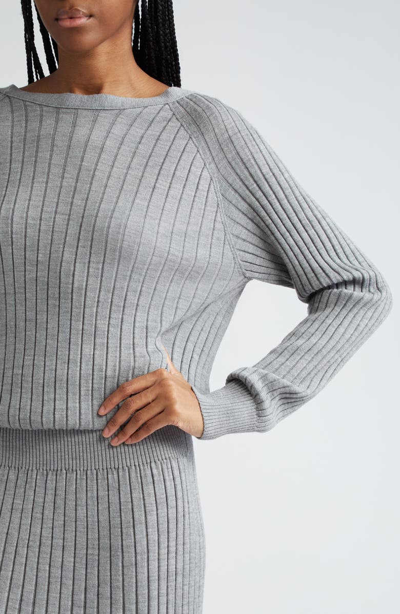 Proenza Schouler Eden Long Sleeve Reversible Merino Wool & Silk Rib Midi Dress, Alternate, color,