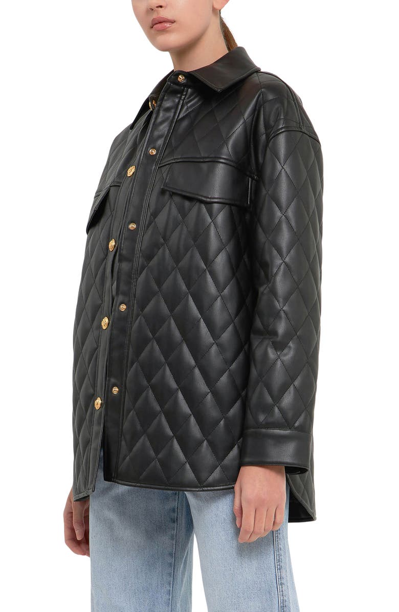 Grey Lab Oversize Quilted Faux Leather Jacket, Alternate, color, Black
