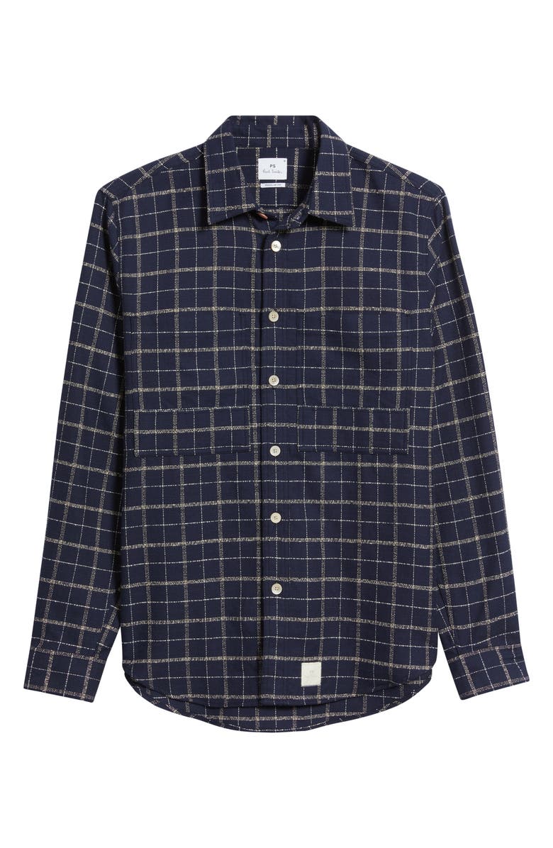 PS Paul Smith Check Regular Fit Cotton Button-Up Shirt, Alternate, color, Very Dark Navy
