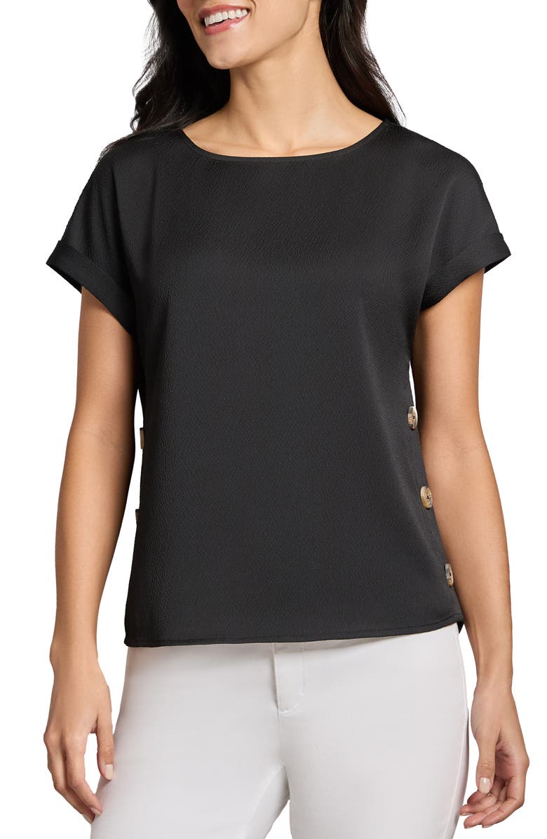 Jones New York Side Button Detail Satin Top, Main, color, 