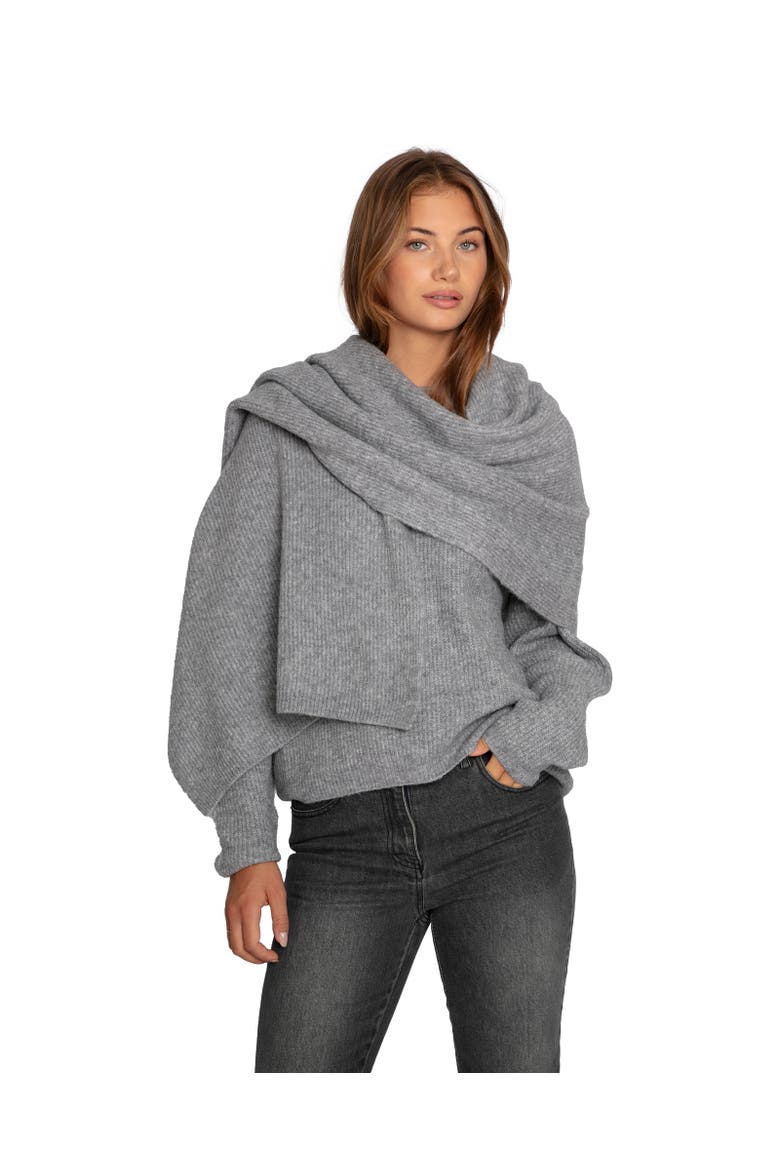 Wrap Me Up Scarf Sweater, Main, color, Grey
