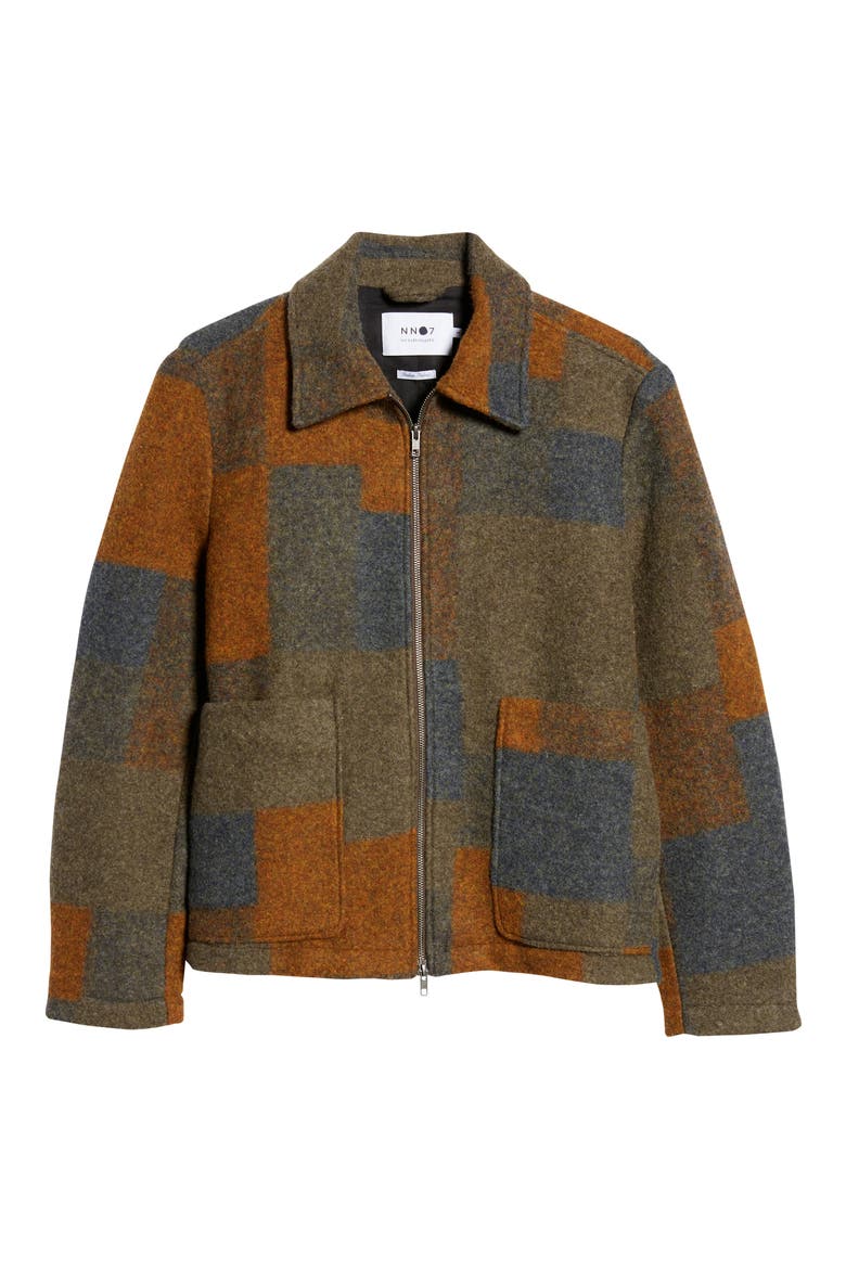 Gael Wool Blend Jacket, Alternate, color, BROWN CHECK