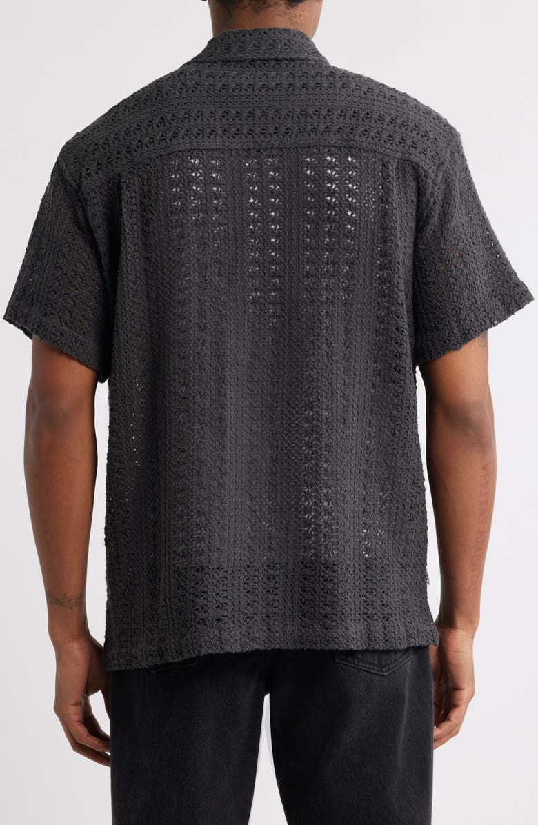 Obey Harison Open Weave Camp Shirt, Alternate, color, Black