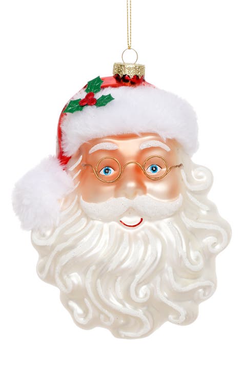 Jolly Santa Head Ornament, Set of 6