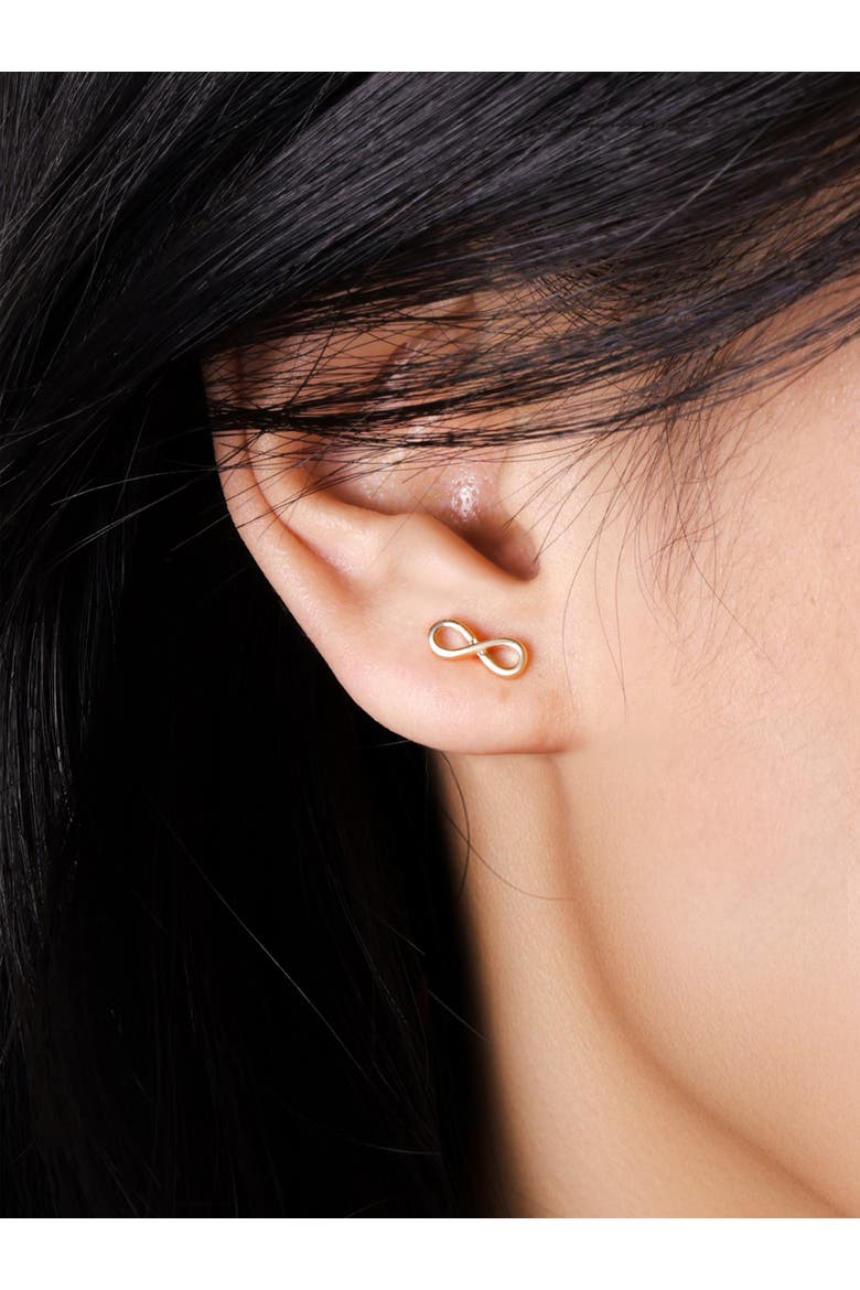 Infinity Stud Earrings in 14K Gold, 9mm, Alternate, color, Yellow Gold